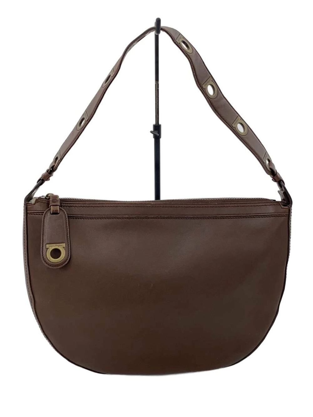 Salvatore Ferragamo Gancini Hobo Bag Leather Brown
